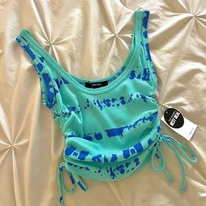 F21 blue tie dye tank top